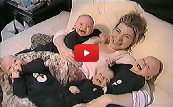 Mom Cuddles Quadruplets. Then Daddy Comes In!